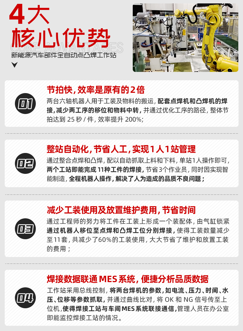 新能源汽车部件全自动点凸焊工作站详情核心优势