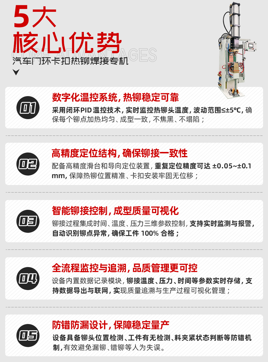 汽车门环卡扣热铆焊接专机详情核心优势