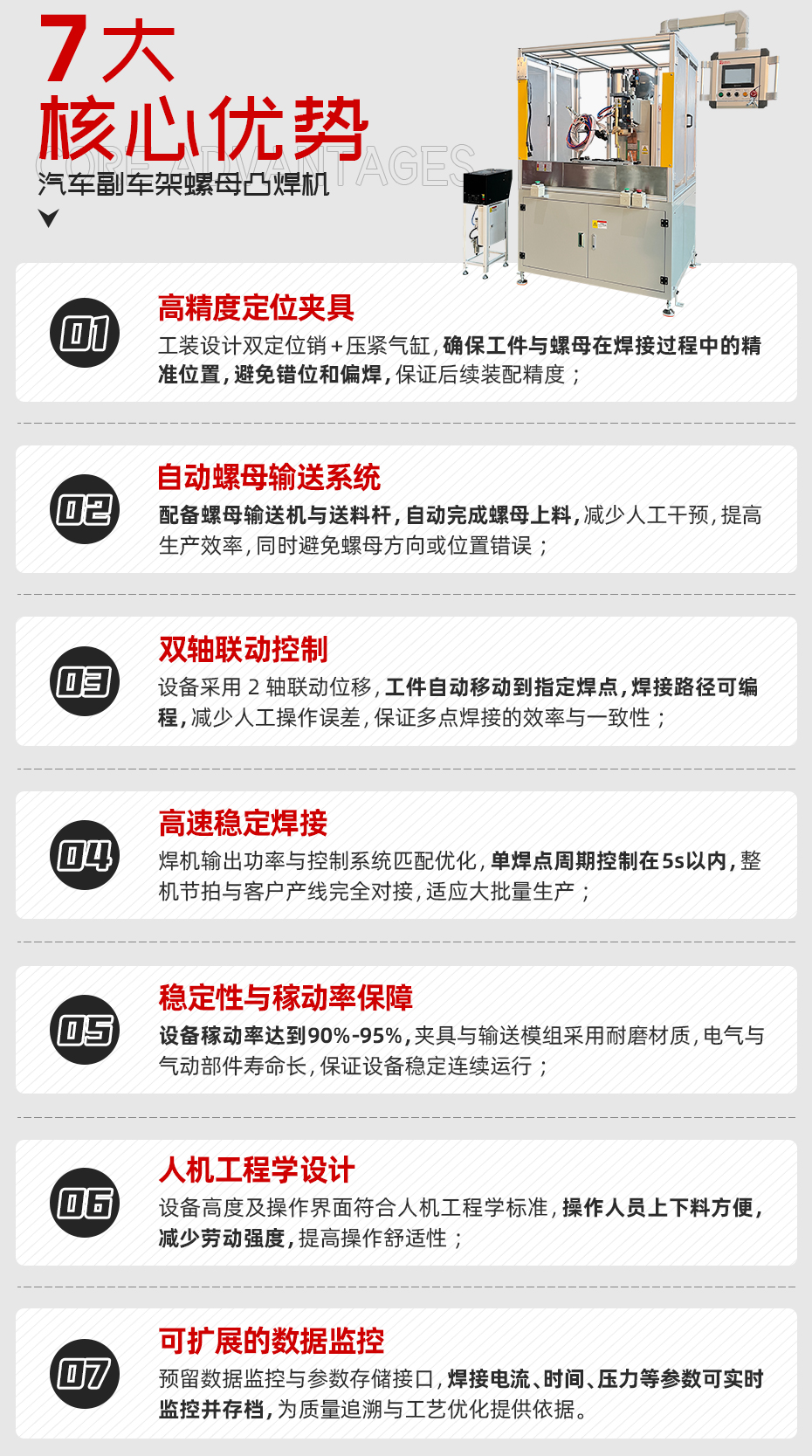 汽车副车架螺母凸焊机详情核心优势